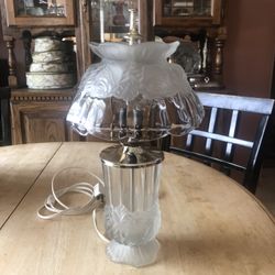 Vintage Heavy Cut Crystal Lamp Glass Light Accent Table Boudoir Antique Shade