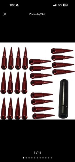 M14x1.5 Red Spike Lug Nuts for 6 Lug GMC Chevy Ford Vehicles 24pc 4.5 Tall