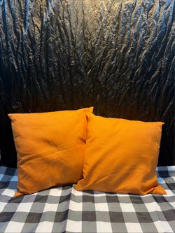 2 Fall Decorative Throw Pillows 15”x 15" Orange Pumpkin Color