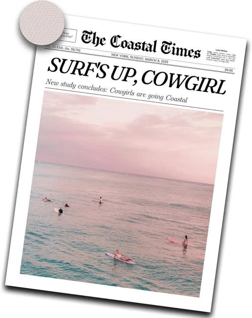 Coastal Cowgirl Newspaper Canvas – 12x16 – Unframed – Brand New