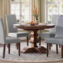 Dining Chairs, Parsons Chairs with Removable Fabric Cover, High Back, for Dining Room Kitchen, Set of 4, Thick Seat, 22.8 x 18.9 x 39.4 Inches, Dove G