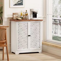 Buffet Sideboard with Storage, 2025 Coffee Bar Cabinet with Unique Pattern, Fashion Entryway Accent Cabinet with 2 Doors or Adjustable Shelf for Livin