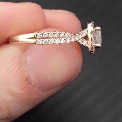 This Is A Barley Worn Ring. Color F. Clarity S2. 14 Karat. Size 5. lab created.