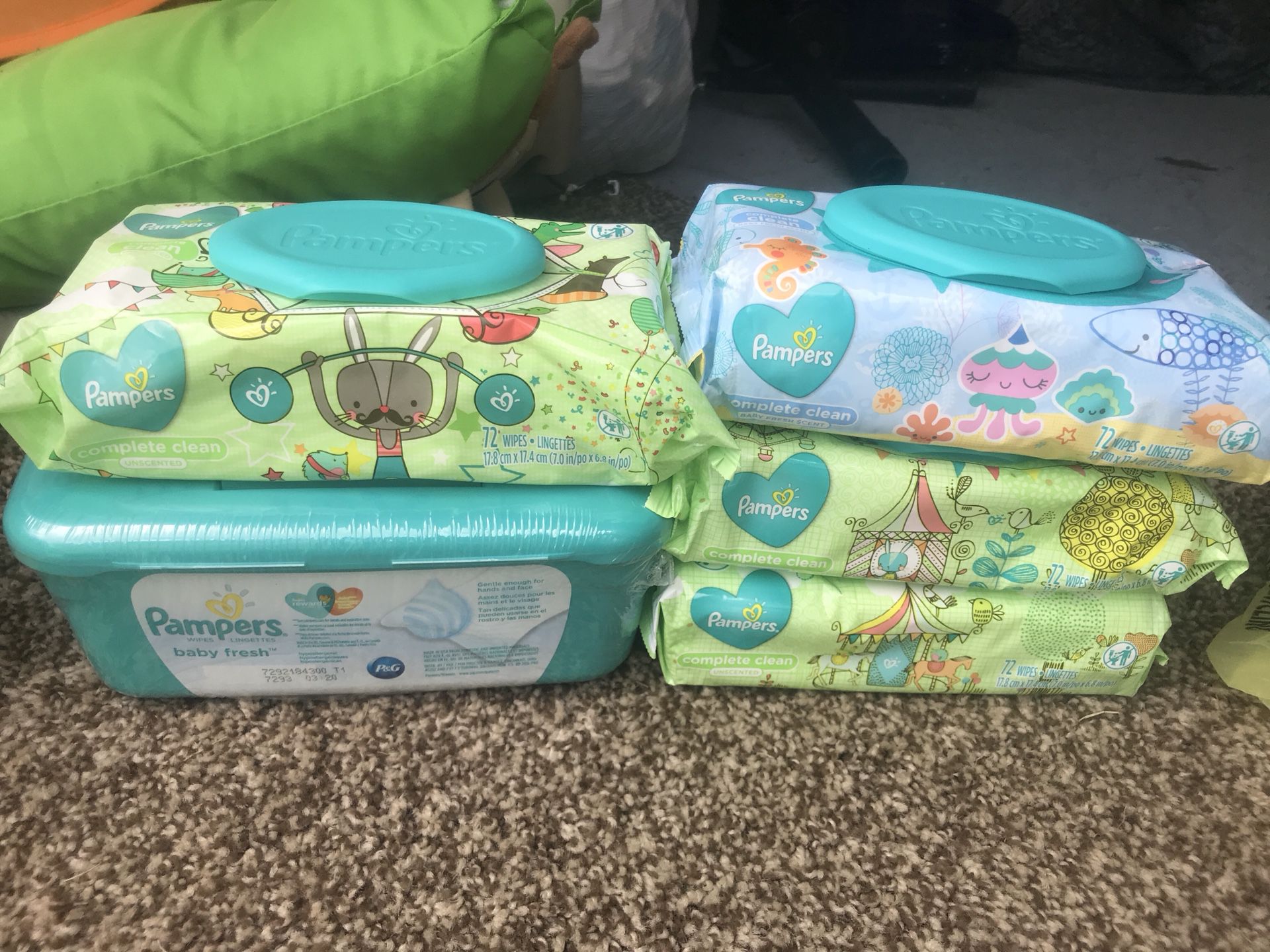 Pampers and Huggies wipes $10 each set