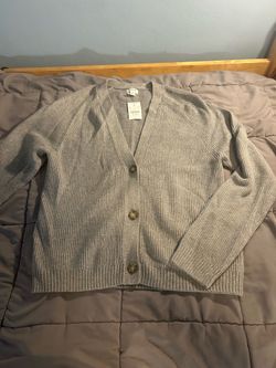 J. Crew Cotton-blend cardigan sweater - Gray - Size Medium - Brand New -CF743