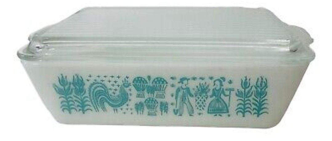 VTG Pyrex Amish Butterprint Rooster 503 1.5 QT Refrigerator Dish & Lid 503-C