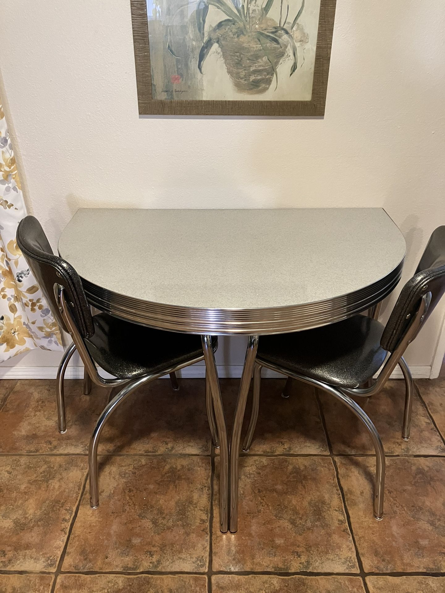 Diner style  1/2 Table + 2 Chairs =$175