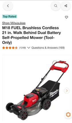 For Sale A Brand New Out The Box Milwaukee M18 FUEL Brushless Cordless Walk Behind Dual Battery Self-propelled Mower Tool-only Model 2823-20. Comes wi
