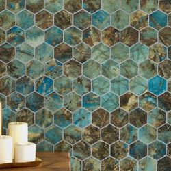 Floresta verde hexagon porcelain mosaic ( Box Of 10)