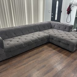 Modern Gray Tufted Sectional Sofa