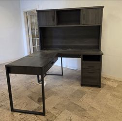 L-Shaped Desk with Hutch and Storage