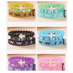 WWJD Bracelet Stack Set Multiple Colors