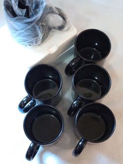 Set of 12  Black Ceramic Coffee Mugs, cash only.