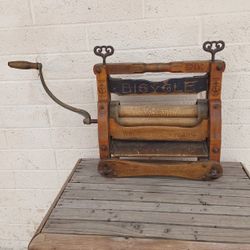 Antique Wood Handle Crank Bicycle Brand Clothes Wringer - $85