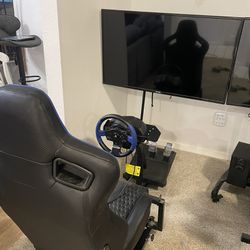 Full Sim Rig, Sim Racer Thrustmaster T150 Pro Wheel And Pedals