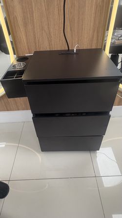 Salon Styling Station / Cabinet – $45 Each  Modern black salon station in great condition. Clean, functional, and perfect for a salon, barber shop, or