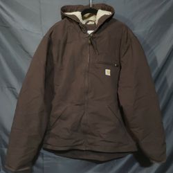 CARHARTT   JACKET  MENS SIZE XL SHERPA LINED  HOODED 104392 DKB BROWN 