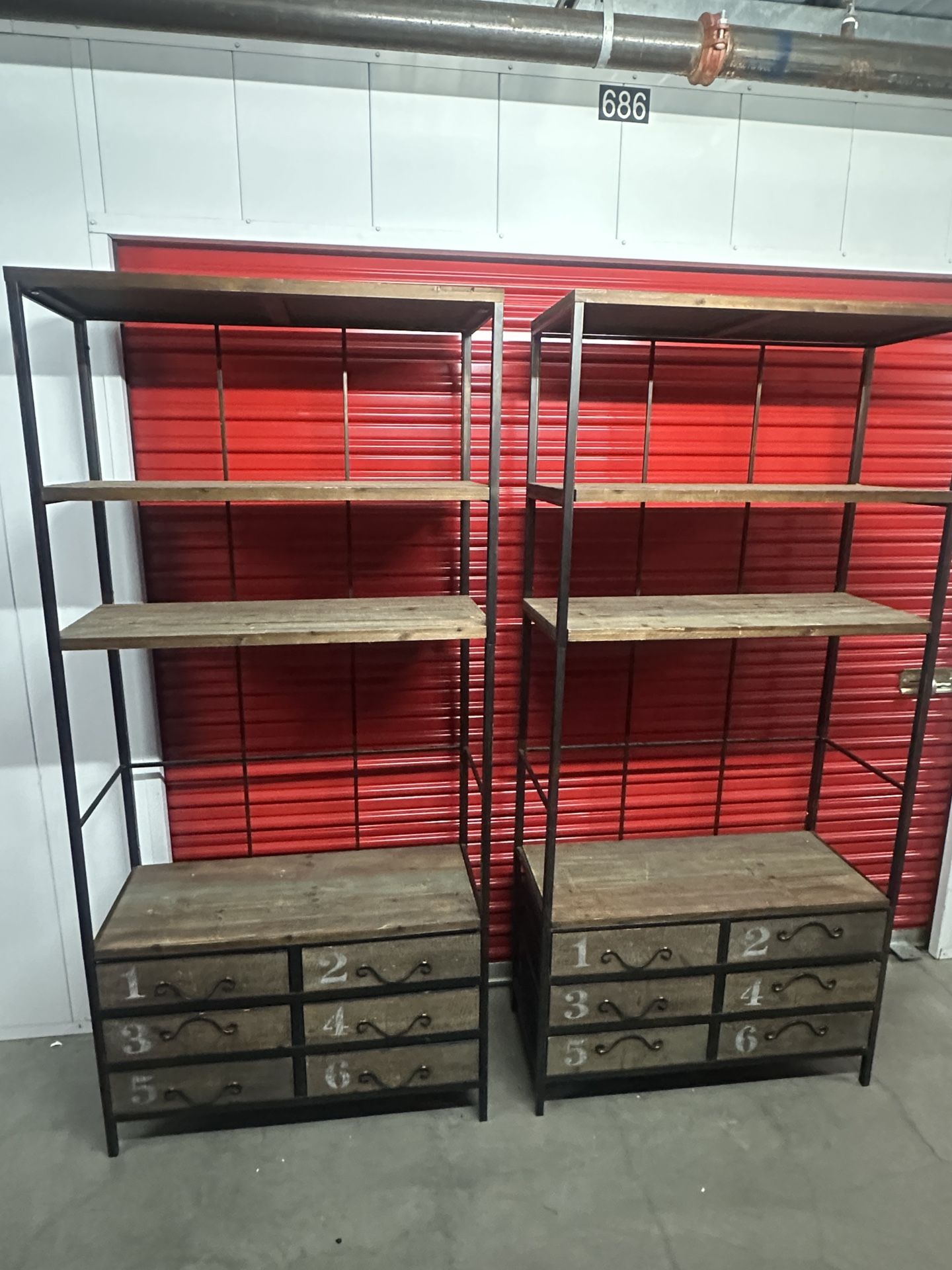 Two Matching Bookshelves With Drawers