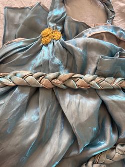 Handmade Teal Grecian Goddess / Fairy Costume Dress, One-Shoulder Drape
