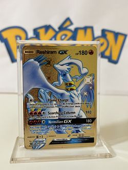 Reshiram GX Shiny Gold Metal Pokemon Card 