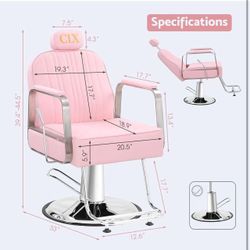 Professional Reclining Salon Chair With Adjustable Backrest, 360 Degrees Swivel for Hair Stylist, Home, Beauty Spa Equipment - Heavy Duty Hydraulic Pu