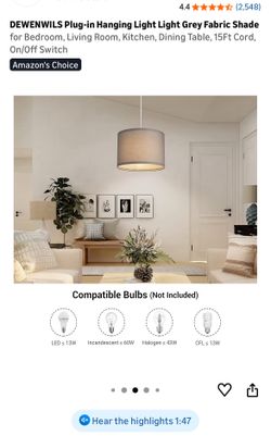 12” Plug-In Hanging Light
