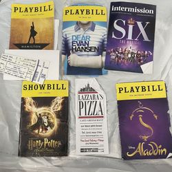 Playbills - Hamilton, Dear Evan Hansen, Six, Harry Potter And Aladdin!