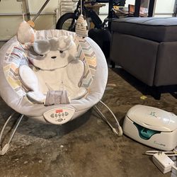 Fisher price bouncer and hiccapop diaper warmer