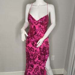 Pink Sequin Prom Dress Ball Gown,  Size 15 - 16 