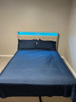 Bed Frame with LED Tufted and Matters