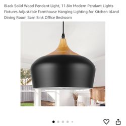 Black Solid Wood Pendant 