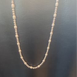 White Sterling Silver Diamond Cut Bead Chain 22 Inch 5mm