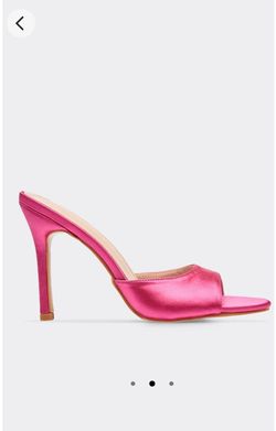 Pink Satin High Heel Mule Sandals