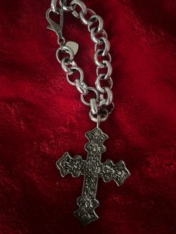 Silver Chain Bracelet with Cross Pendant