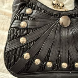 Black Leather Versace Purse 