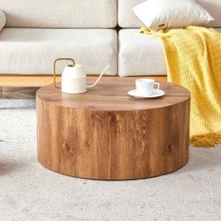 NEW CAVINAS Modern 12" Side Table Cylinder Coffee Table, Night Stand for Living Room, Bedroom