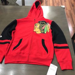 Youth Chicago Blackhawks Red Faceoff Colorblocked Fleece Full-Zip Hoodie Jacket