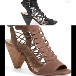 Vince Camuto Evel Caged Wedge Sandal Black And/Or Tan 7.5