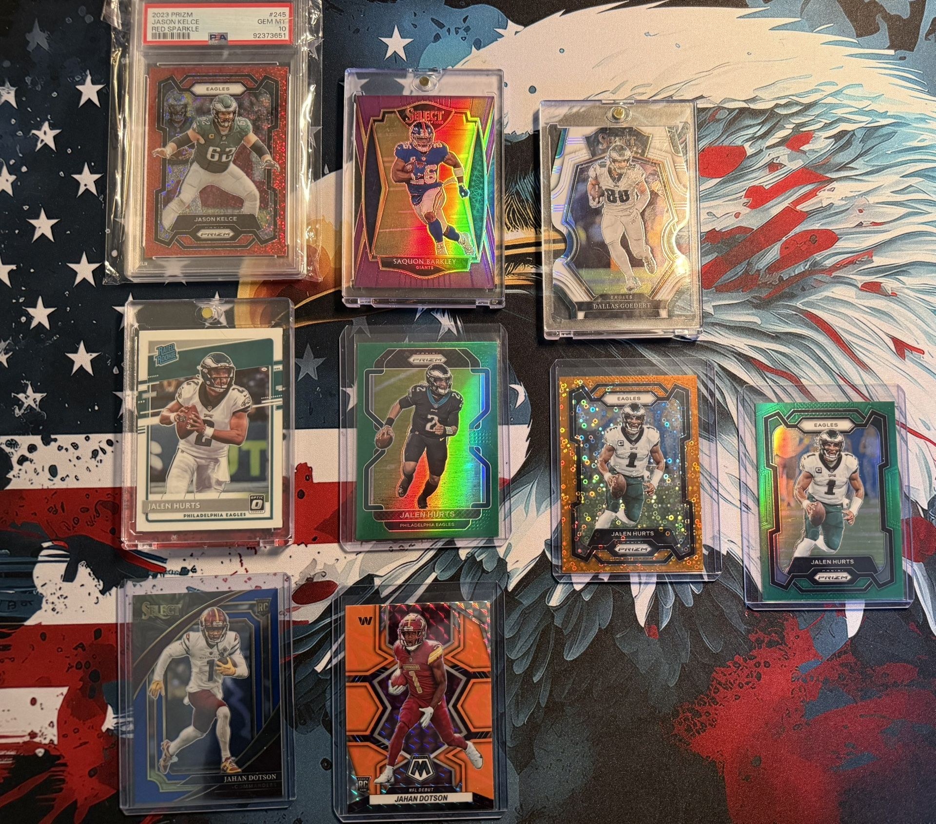 PHILADELPHIA EAGLES 🦅 CARDS (HurtsBarkleyKelceGoddertDotson) PANINI