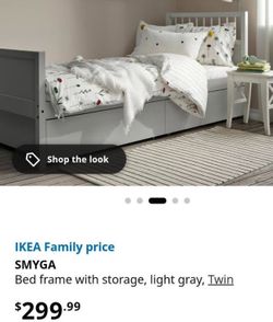 Twin ikea bed with storage drawers