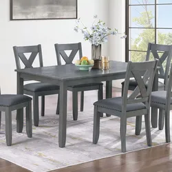Brand new 7 piece wooden dining set in beautiful gray wood