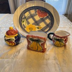 Fruit Bowl, Napkin, Sugar & Creamer Set