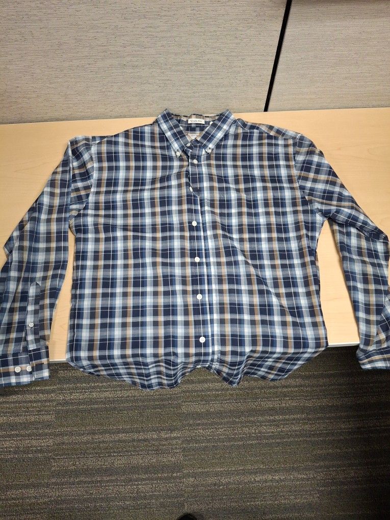 Covington Mens Plaid Dress Shirt Size Large Blue