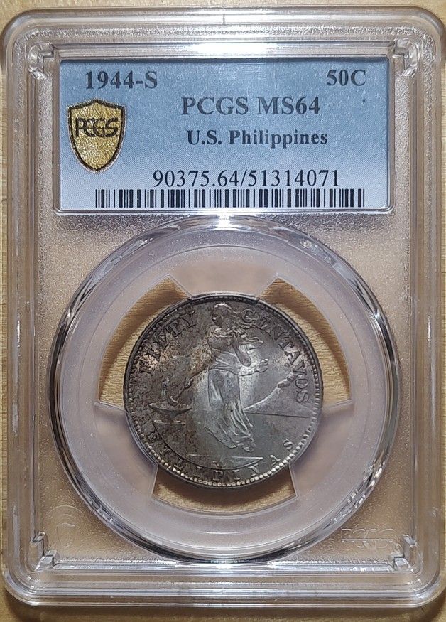 1944 -S, Silver Philippines 50¢.