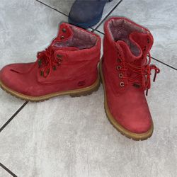 Red Fold Down Timberland Boots