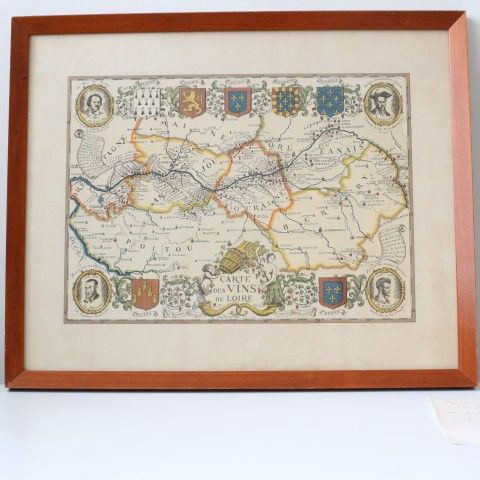 Framed vintage “Carte des Vins de Loire” French wine map