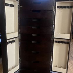 💎 Mirrored Jewelry Armoire – Espresso Finish