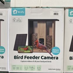 Birdfy Deluxe Bamboo Bird Feeder With Camera And Solar Panel Brand New In Box 