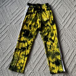 Palm Angels Tie Dye Chenille Velvet Yellow Track Pants Sweatpants