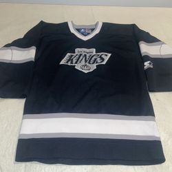 Youth L/xl Los Angeles Kings Starter Jersey NHL Clean Sewn Black Vintage 90s LA